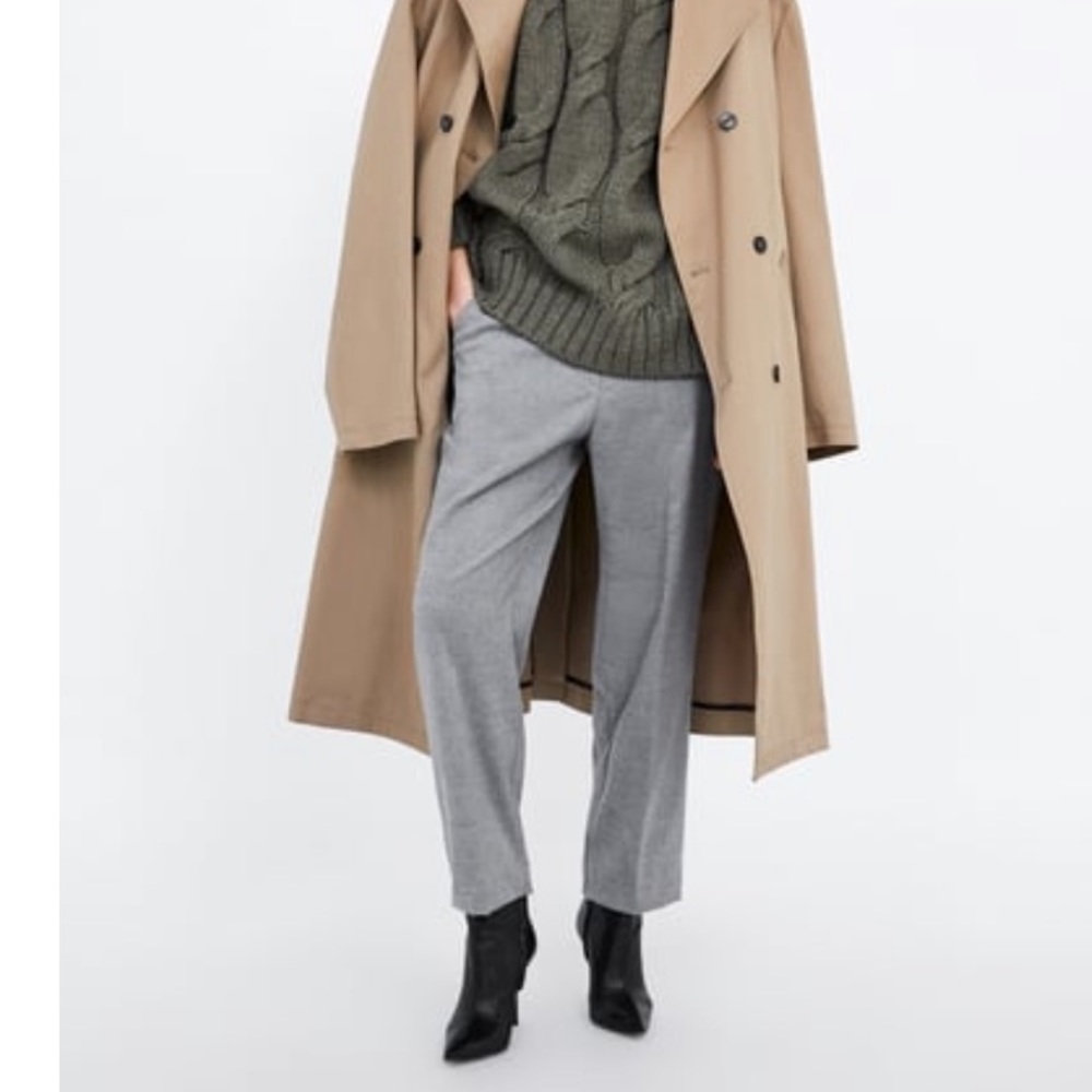 Zara Soft Feel Gray Cigarette Pants